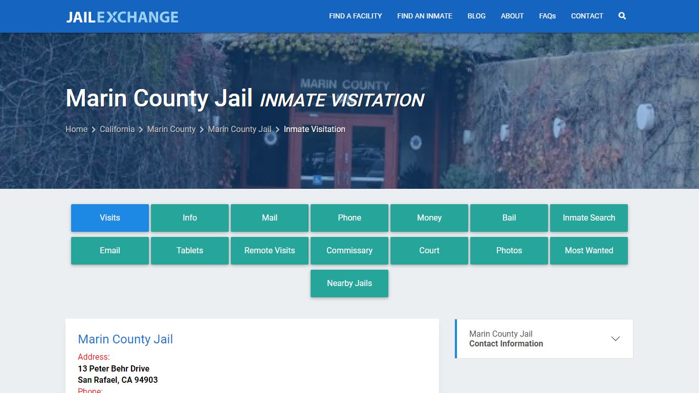 Inmate Visitation - Marin County Jail, CA - Jail Exchange